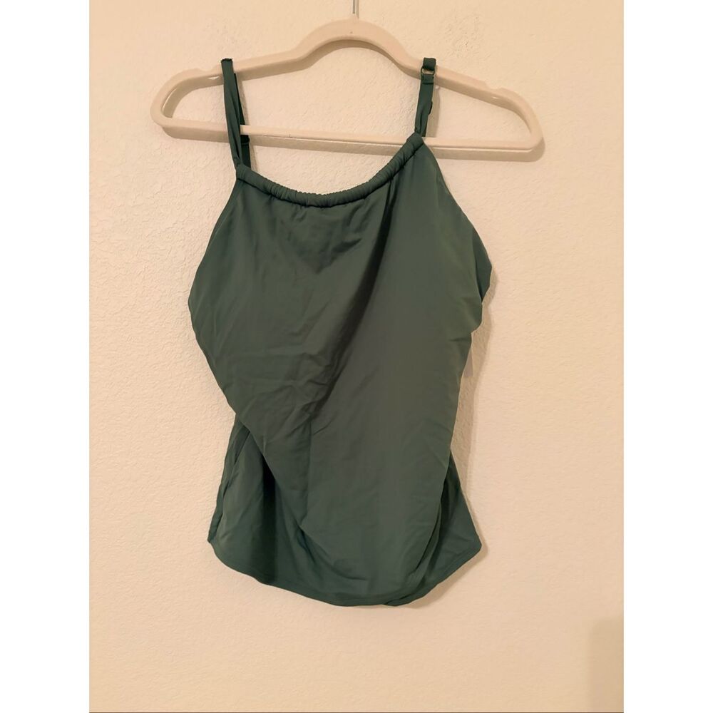 Jantzen Tankini Top Size 8 Green Black Adjustable Straps Swim Top NWT NEW